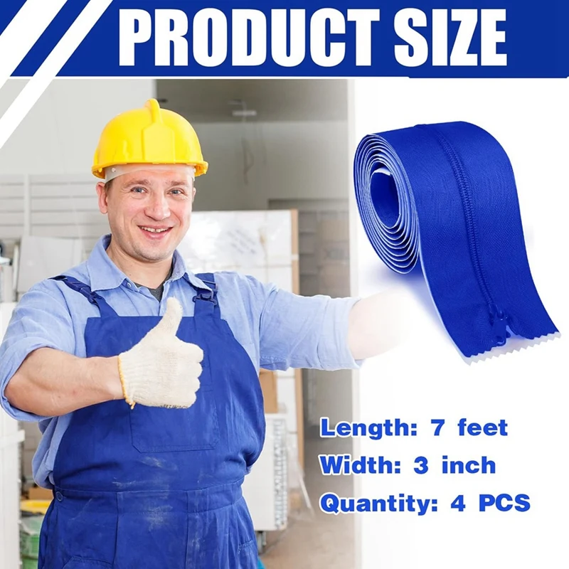 4 рулона Молнии Пылезащитный барьер 7 футов X 3 дюйма Дверь Пылезащитная молния