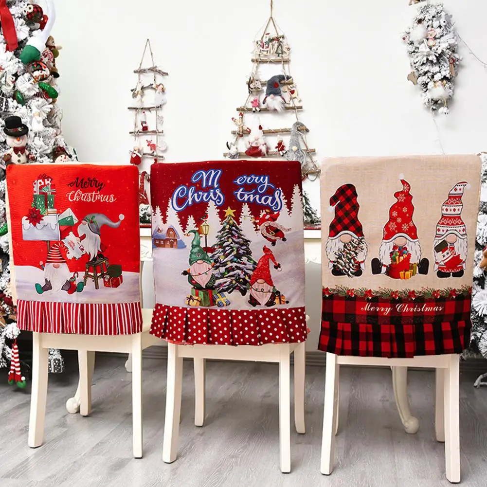 

Xmas Chair Cover Christmas Themed Dinner Chair Seat Cover Exquisite Pattern Wear Resistant Non-fading Festive for Chairs