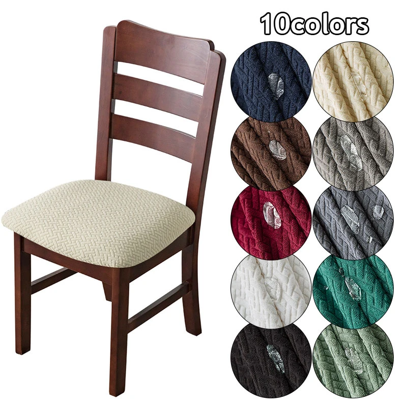 

Waterproof Chair Cover Hard-wearing Polar Fleece Seat Cover Household Item High Elastic Solid Color Dining Chair Cover