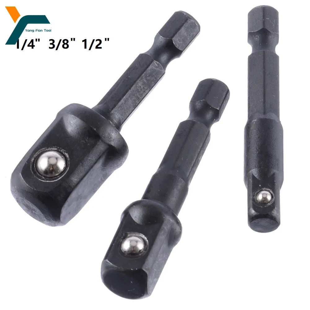 3pc Impact Socket Adapter 1/4 3/8 1/2 Inch Nut Driver Socket