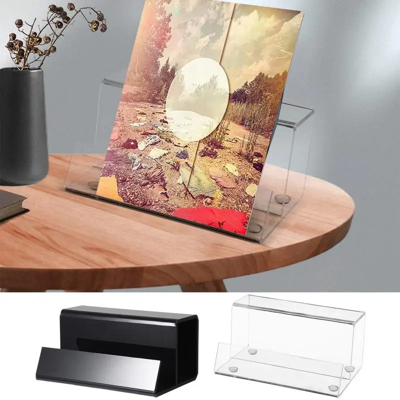 

Record Album Holder Record Storage Desk Stand Acrylic Display Rack Record Rack With Non-Slip Mats Desk Decor Storage Organizer