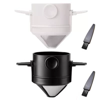reusable folding coffee filter dripper with cleaning brush coffee maker stainless steel tea holder paperless pour over coffee
