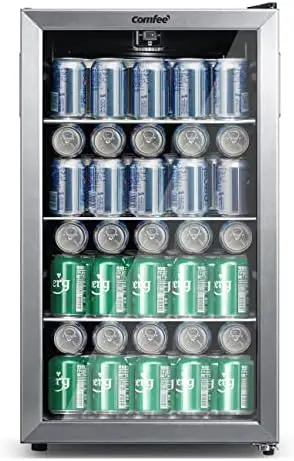 

CRV115TAST Cooler, 115 Cans Beverage Refrigerator, Adjustable Thermostat, Glass Door With Stainless Steel Frame, Reversible Hing