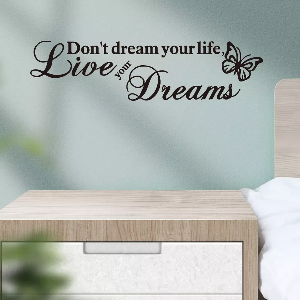 

NEW2022 Live Your Dreams English Proverbs Wall Sticker bedroom living room background decorations wallpaper Creative butterfly s