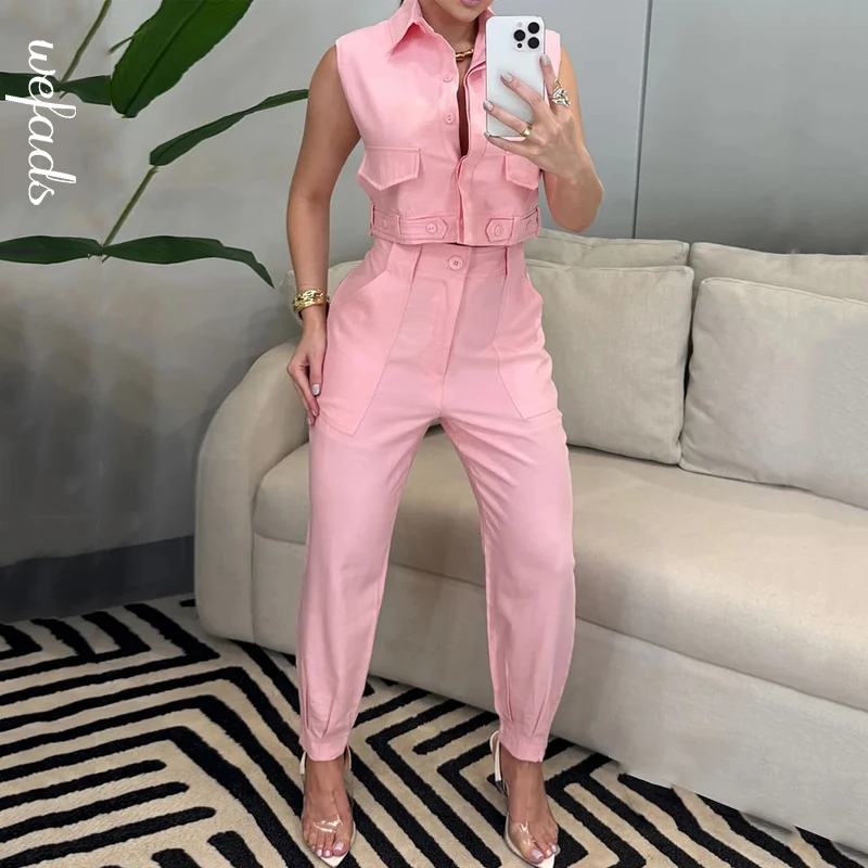 Wefads комплект из двух предметов женский летний модный однотонный однобортный топ