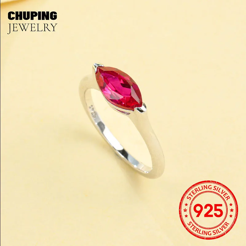 Chu Ping Fine Jewelry Lab Grown Рубин, Сапфир и Изумрудный Маркиза огранки 5*11 мм Серебряное кольцо S925 для женщин Манефест Персональный вкус (art.: 3920d4af992eb) - 3920d4af992eb