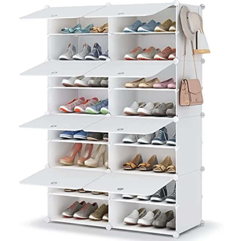 

HOMIDEC Shoe Rack, 8 Tier Shoe Storage Cabinet 32 Pair Plastic Shoe Shelves Organizer for Closet Hallway Bedroom Entryway