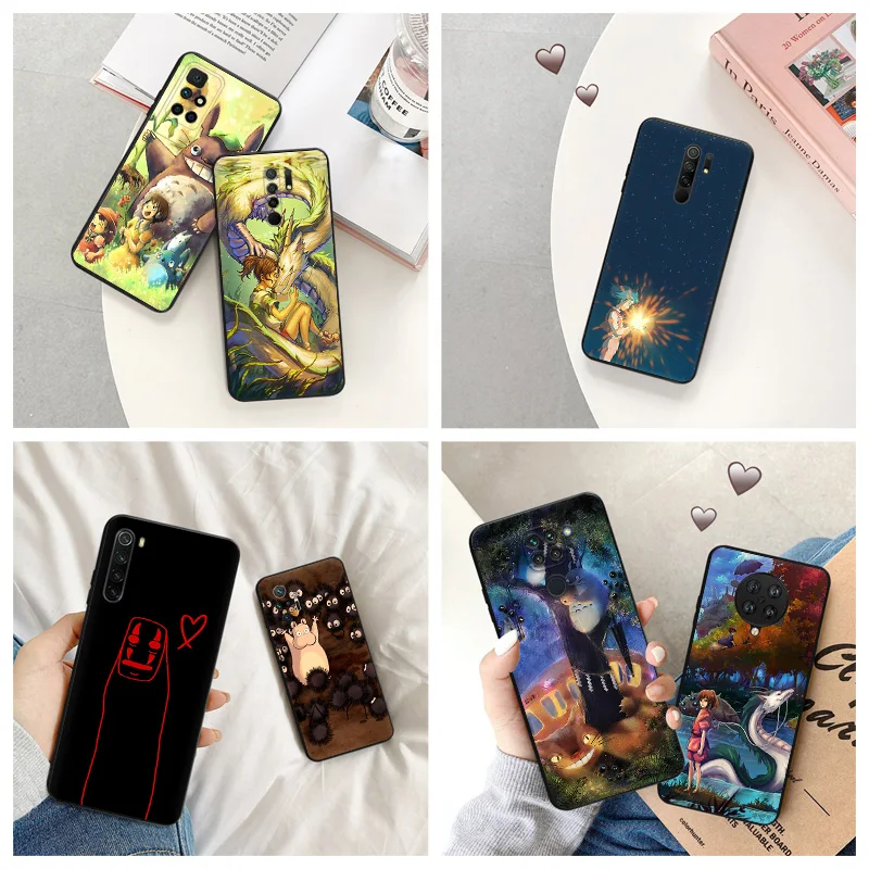 

Spirited Away Anime Silicone Black Phone Cases for Redmi Note 9 9T 9S 8T 7 8 Pro 6 6A 8A 7A 9A 9C 9i K40 K40S Soft Cover