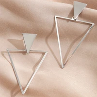 alloy long silver triangle earrings geometric fashion simple earrings punk ear studies jewelry