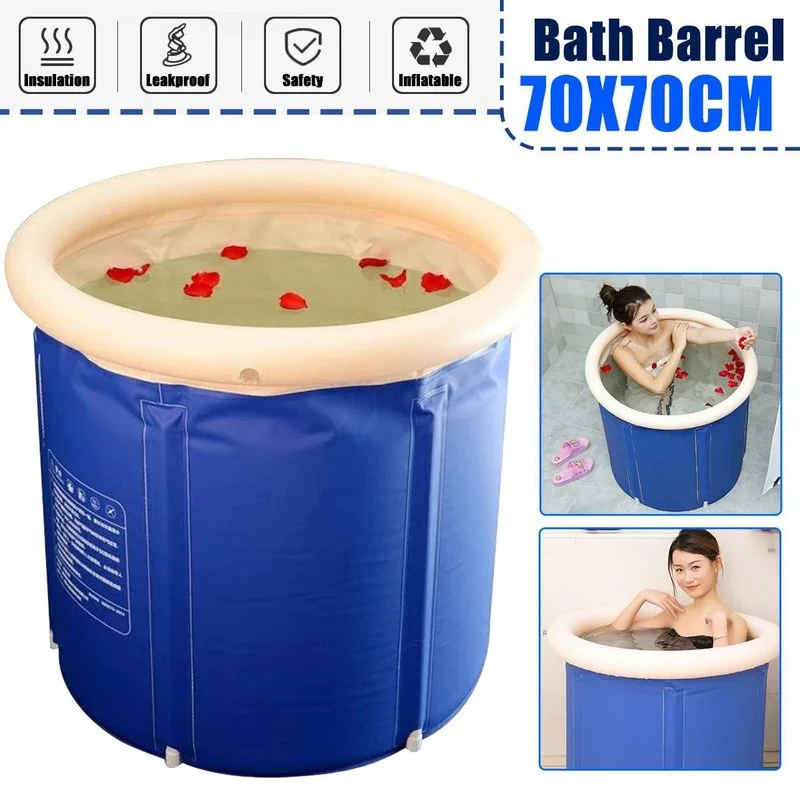 

65X65CM Thickening Folding Adult Bathtub Inflatable Bath Bucket Bathing Bucket Household Adult Children Bathtub Steam Insulation