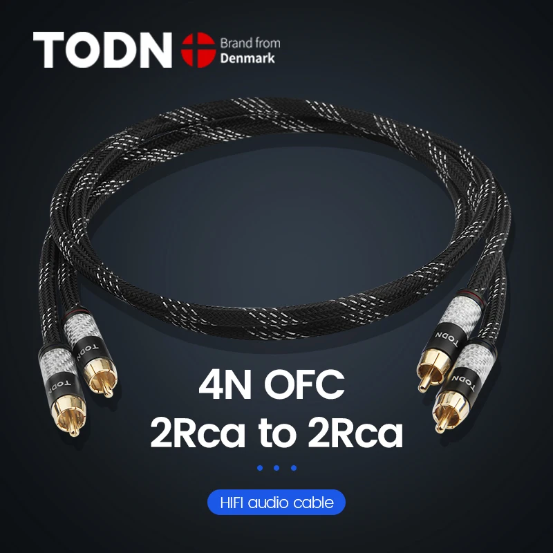 

Todn 1 pair RCA audio cable 2 RCA to 2 RCA Interconnect Cable HIFI Stereo 4N OFC Male to Male For Amplifier DAC TV 9M