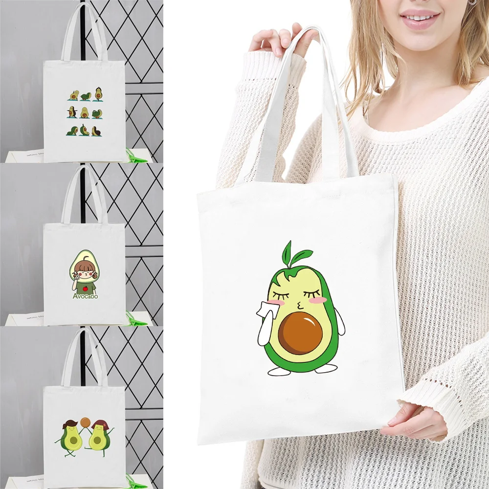 

Вместительная Складная Холщовая Сумка-тоут для покупок для девушек, женская сумка с принтом авокадо, сумки на плечо, легкий дорожный органа...