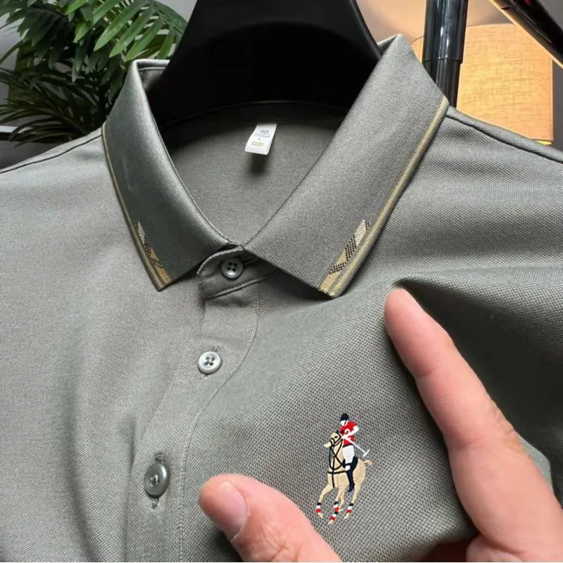 Golf Apparel Men's New Embroidered Polo Shirt Summer Slim Fit Business Short Sleeve T-shirt Casual Ice Polo Shirt Top