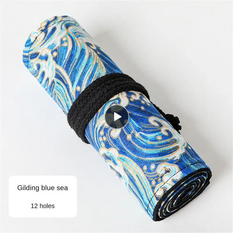 

Хлопковая и Льняная сумка для хранения, пучок бронзирующего синего океана, прочное хранение канцелярских принадлежностей, не легко рассыпать, занавеска для ручек, холщовая