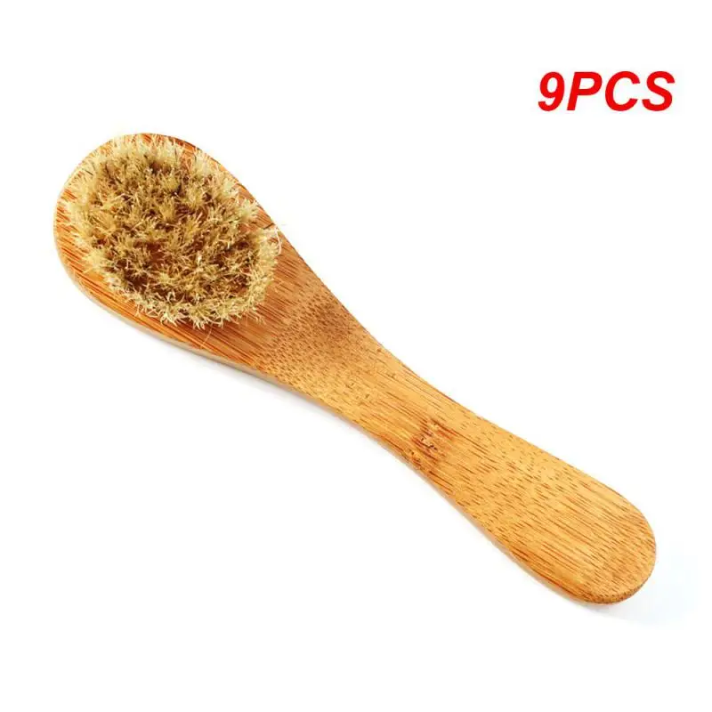 

9 шт., кисти для лица с натуральной щетиной