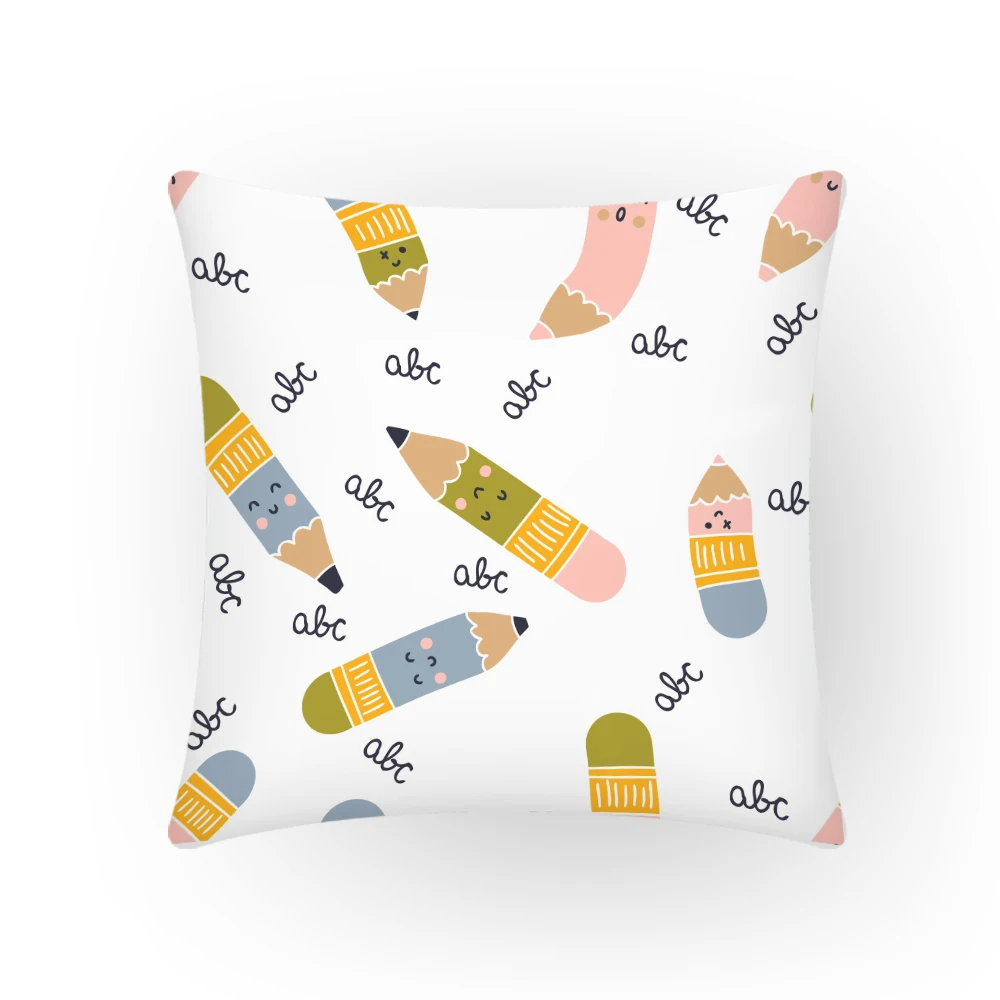 

Gift Cushion Cover Pencil Home Decor Pillowcase 45x45 Living Room Decoration Letter Nordic Square Cushion for Chair Garden E2140