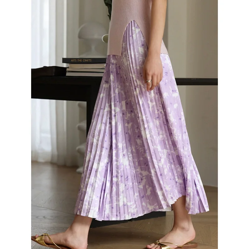 

Женская плиссированная юбка миди с высокой талией и цветочным принтом, корейская мода в стиле ретро, Новинка лета 2023