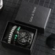 Men's Watch Bracelet Set Luxury Stainless Steel Strap Black White Lattice Bracelets Business Leisure Quartz Wristwatch Gift Box Other Image
