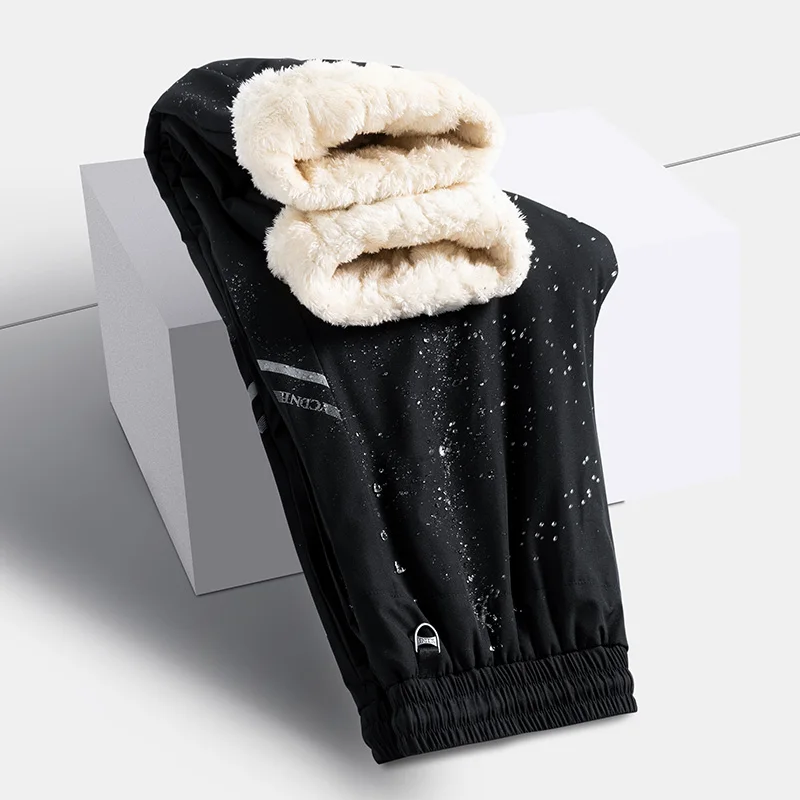 

2022 Casual Drawstring Trousers Men Winter Pants Men Thick Sweatpants Fleece Pants Warm Velvet Pants Fur Lined High Quality C470