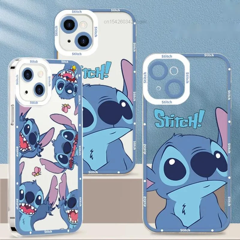 

Disney Cartoon Cute Stitch Clear Aesthetic Phone Case For Men Girls Iphone 11 12 13 Pro Max X Xs Xr Transparent Protective Cover