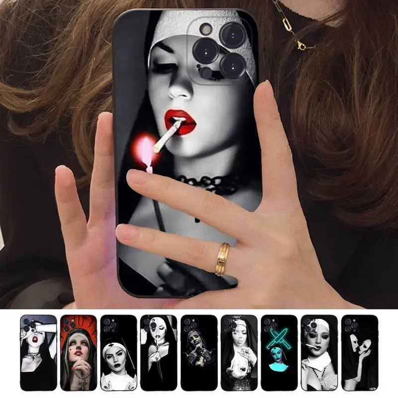 

Sister Style Nun Sexy Girl Phone Case For iPhone 14 11 12 13 Mini Pro XS Max Cover 6 7 8 Plus X XR SE 2020 Funda Shell