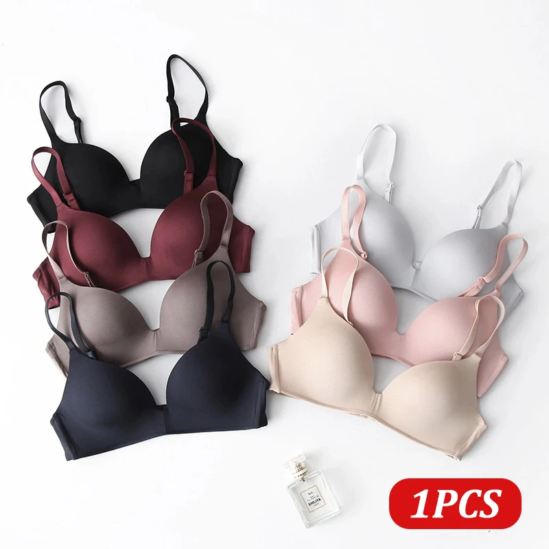 1PCS Seamless No Wire Bra Underwear For Women Sexy Solid Color Three-quarter Cup Breathable Brasiere Girls Gathered Lingerie