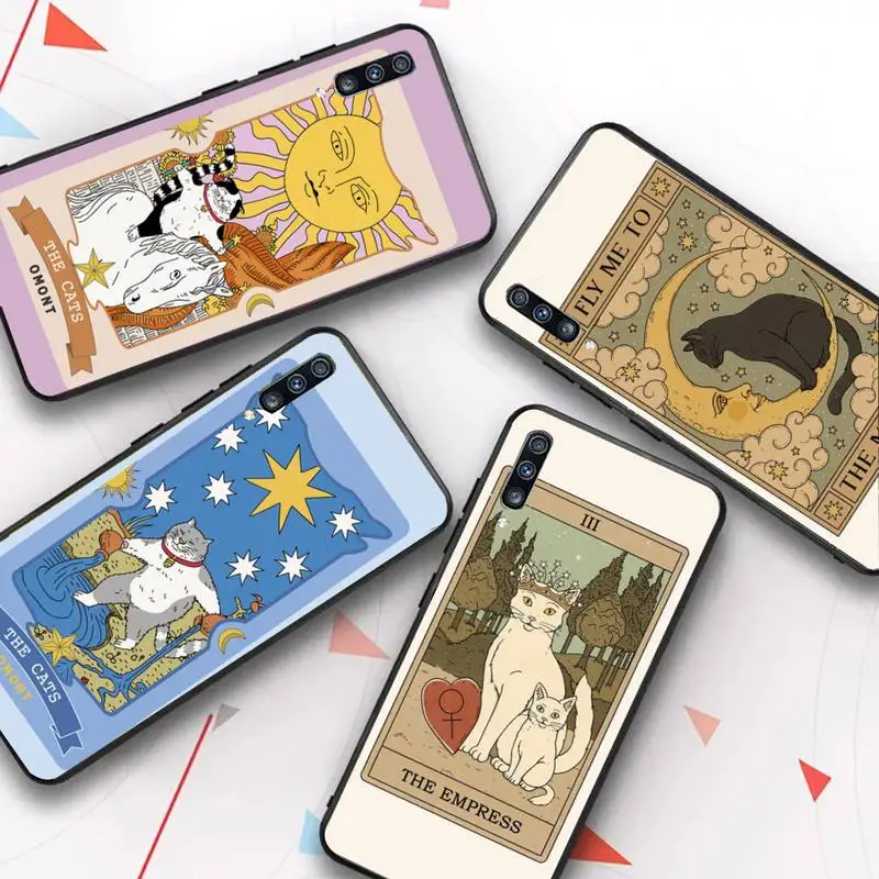 

Witches moon Tarot Mystery totem cat Phone Case for Samsung A51 01 50 71 21S 70 31 40 30 10 20 S E 11 91 A7 A8 2018