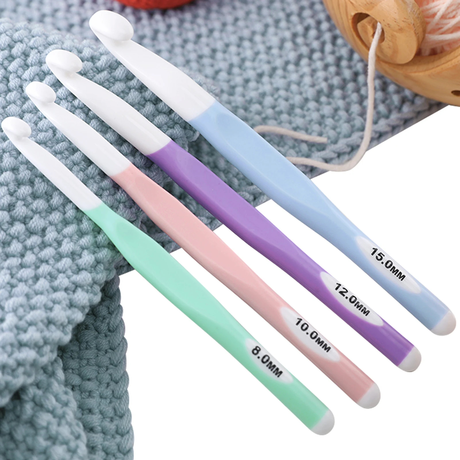 

Набор крючков для вязания, 4 шт. крючков для вязания, разноцветные эргономичные крючки для вязания