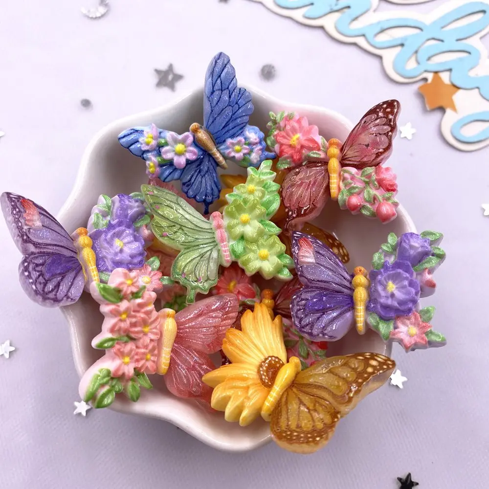 

10 шт., цветные смоляные цветы-бабочки, Diy Super Paradise