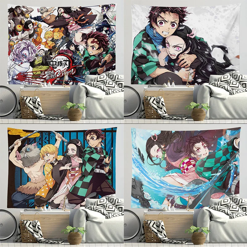 

Anime tapestry Cartoon Ghost Slayer Tapestry Digital Printed Wall Cloth Large Size Tapestry for Home Decoration
