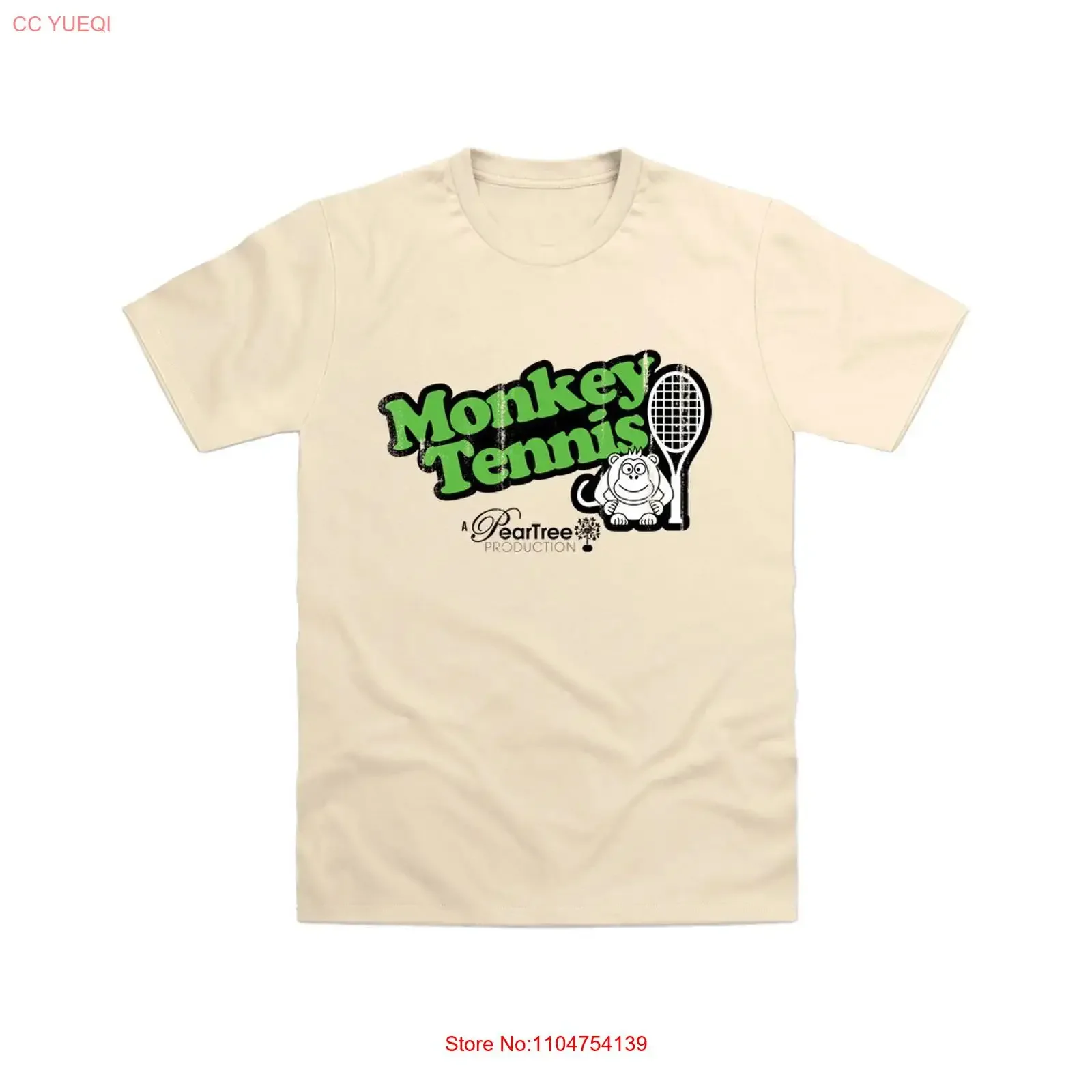 Фото Футболка в стиле Алан Партридж с принтом Monkey Tennis, винтажная, с эффектом потертости, для повседневной носки, с графическим принтом, мягкая, унисекс, стритвир, эластичная. №1