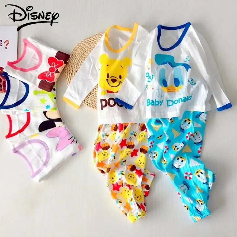 

Kawaii летние новые Disney аниме Микки Минни Дейзи Пух медведь Детская домашняя одежда набор 2 шт. мультфильм Милая девочка подарок Повседневная Пижама