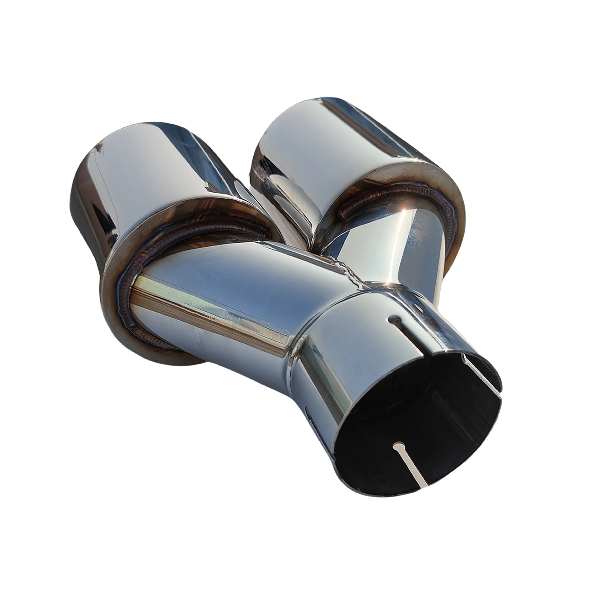 1 Pcs Universal Car Stainless Steel Tail Throat Silencer Length Y-Shaped Double Out Twill Glossy Exhaust Muffler Tip