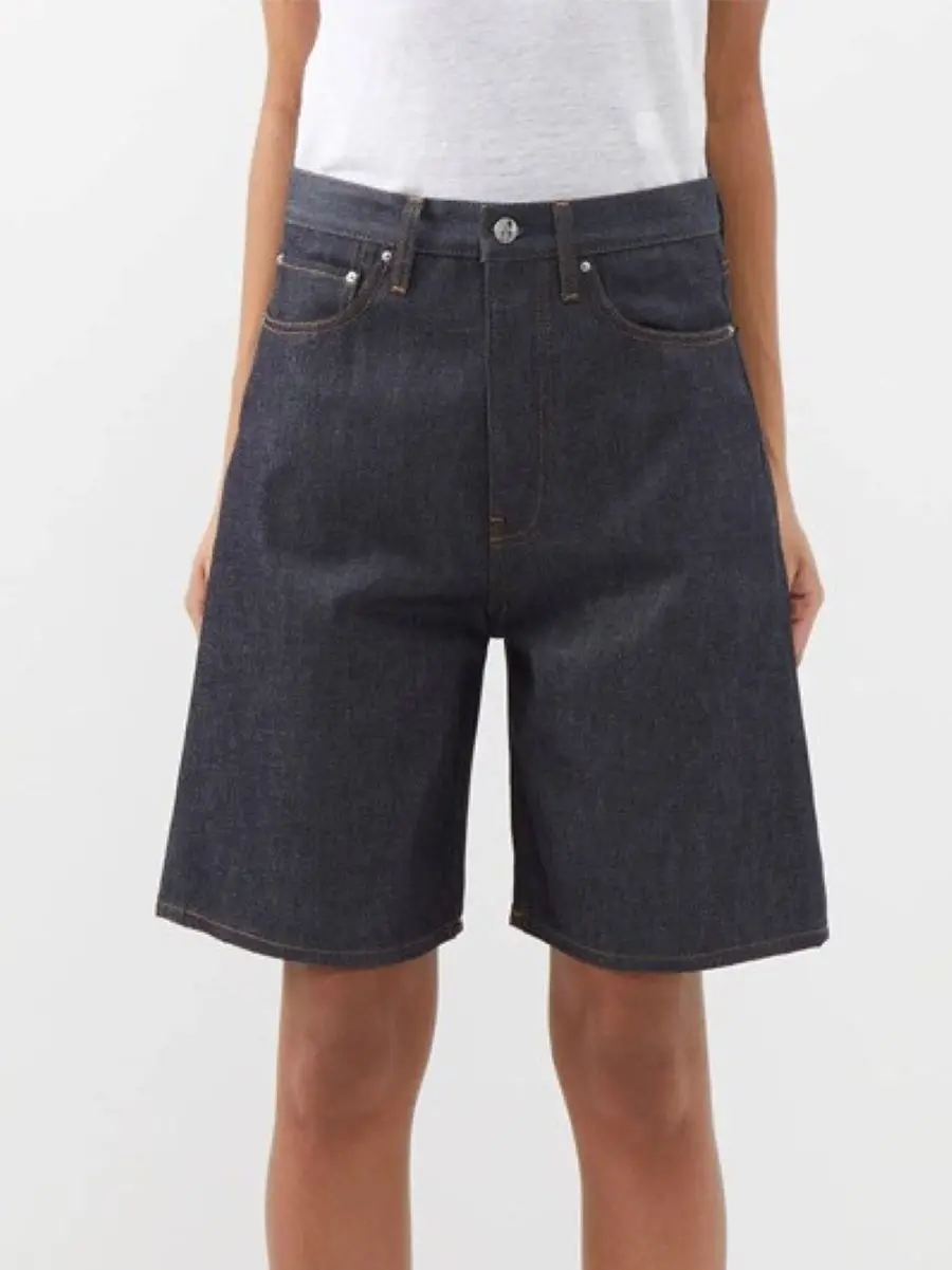 

Women's Shorts Straight Knee-Length Wide-Leg Casual Cotton Denim Short Pants