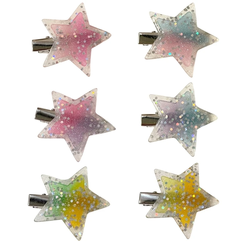 

Gradient Sequins Resin Star Shape Hair Clip New Year Headwear for Woman Birthday Party Carnivals Theme Non-slip Hairpin