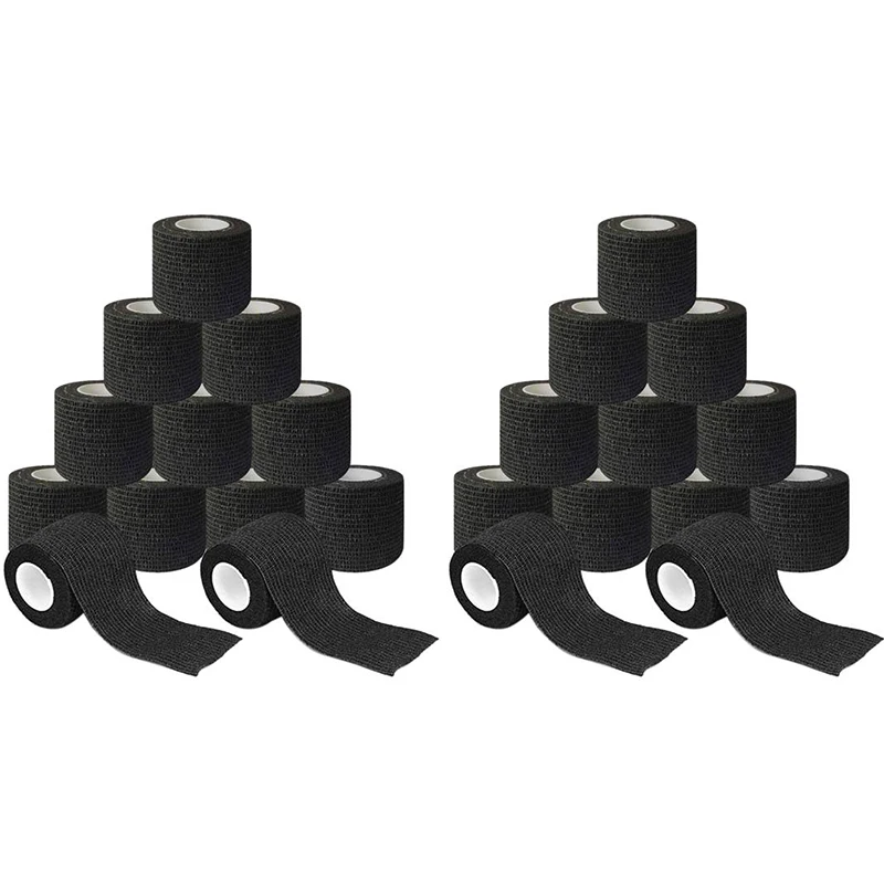

24 Rolls of Non-Woven Self-Adhesive Bandage Outdoor Sports Tape Finger Joint Bandage 5cm x 4.5M Black