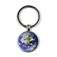 blue earth keychain earth pattern key chain to fashion bags car keychain bullion glass keychain