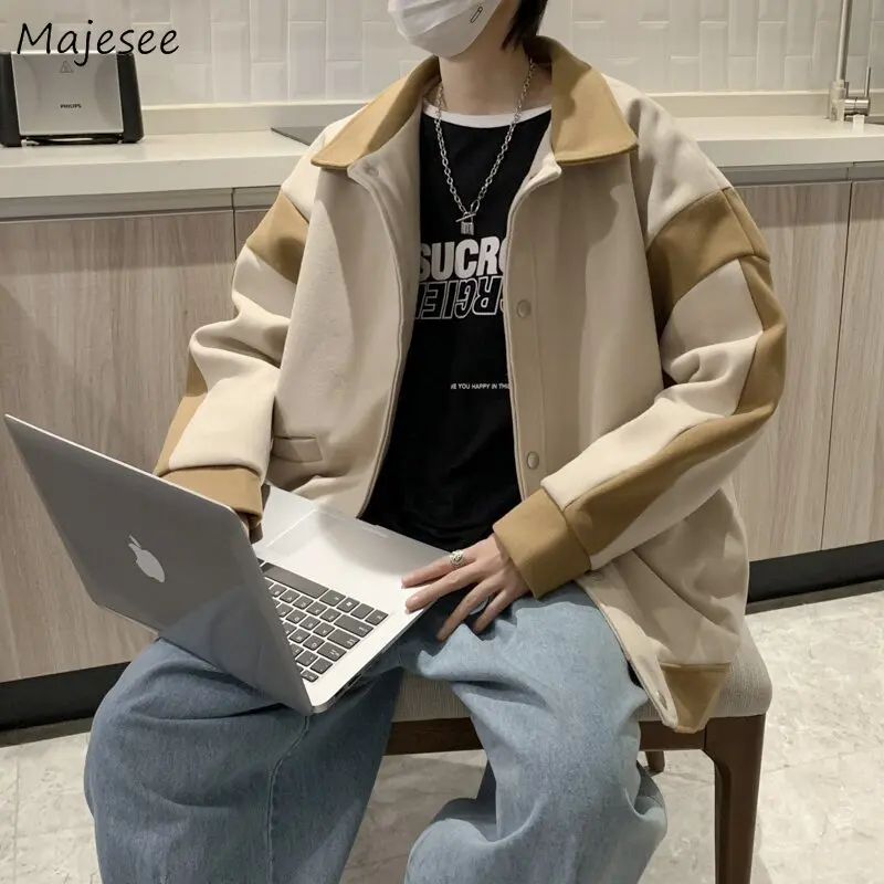 Куртки мужские пэчворк со вставками верхняя одежда осень-зима в Корейском стиле