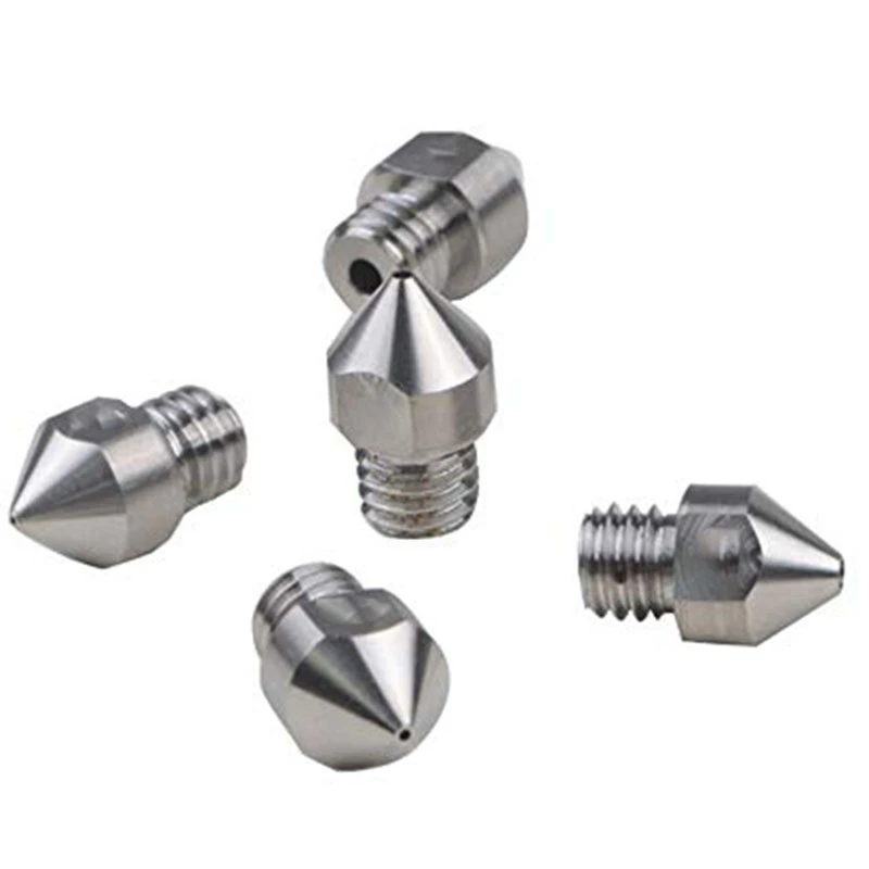 

5Pcs of High Temperature Titanium Alloy TC4 All-Metal Hot End Nozzle M6 Thread Suitable for CR10 MK8 Extruder 3D Printer