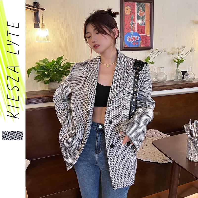 

Autumn New Elegant Suit Jacket Women's Stylish Weaving Blazer mujer de moda 2022