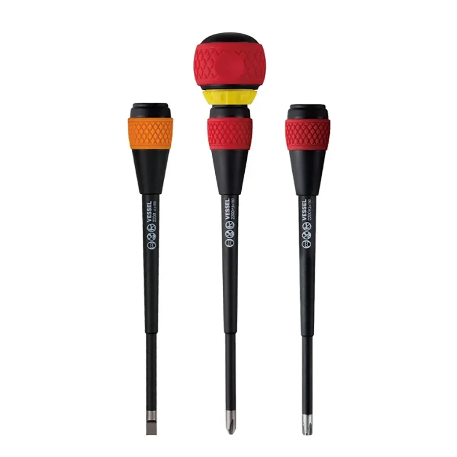 Фото Набор отверток VESSEL Ball Ratchet Grip с 36 насадками, сменным хвостовиком, 2-в-1, крестовые и плоские отвертки 2200 +2X150 +3X150 -6X150 №4