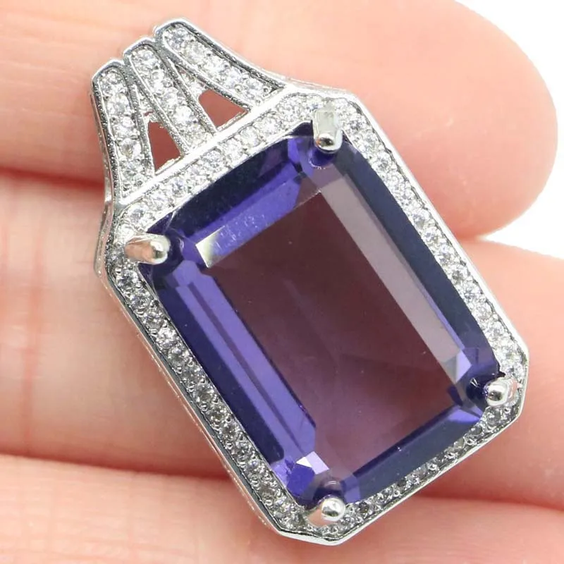 

3.5g 925 SOLID STERLING SILVER PENDANT Golden Citrine Purple Spinel Swiss Blue Topaz CZ Woman's Gift
