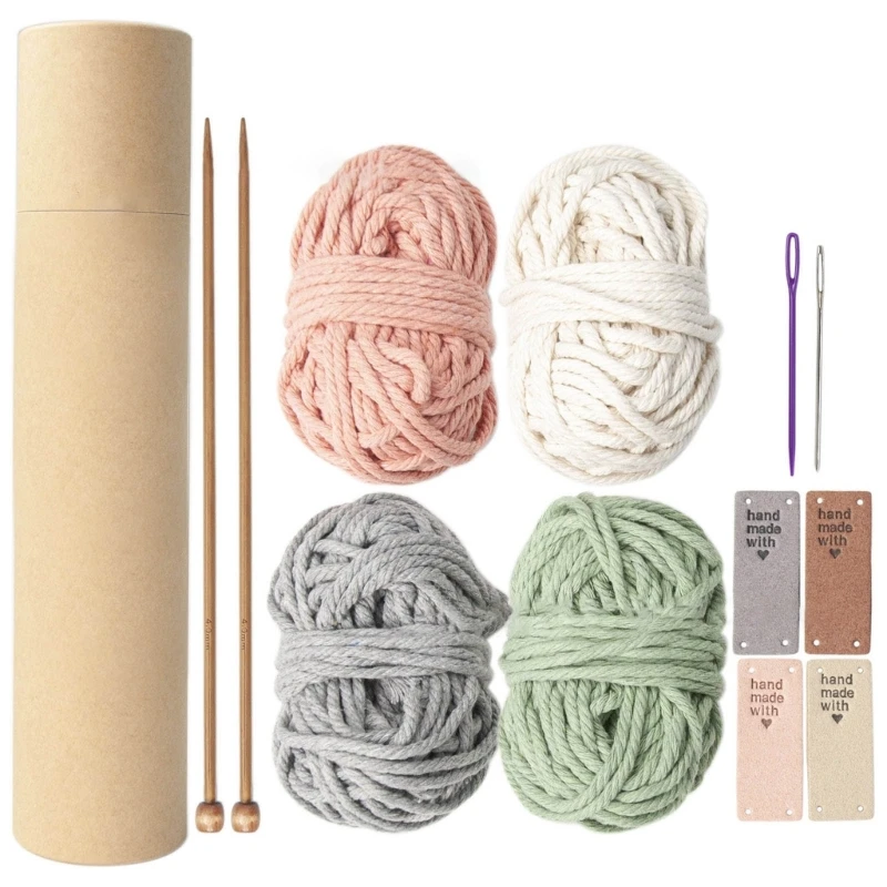 

DIY Macrame Knitting Kits Needle Cotton Rope Knitting Yarn for Beginners N84C