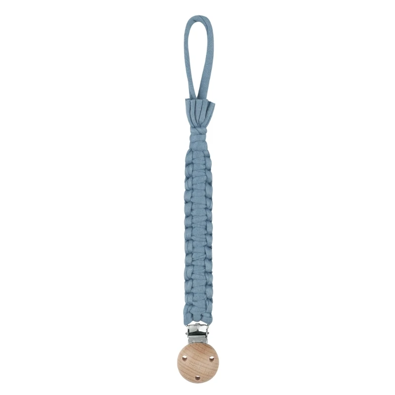 

Vintage Crochet Baby Anti-drop Soother Pacifier Chain Nipple Dummy Holder Clips Woven Cotton Beech Wood Pacifier Clip M89C