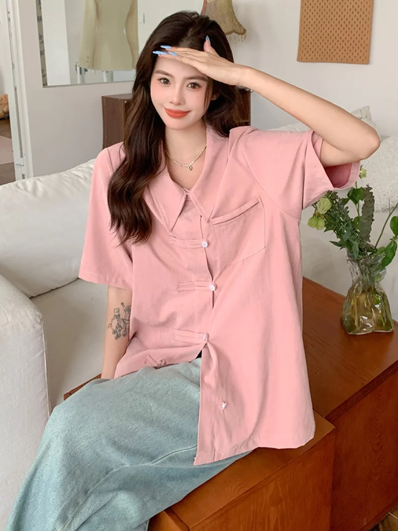 Женская одежда новинка пухлые девушки Китайская национальная рубашка-поло Sle с