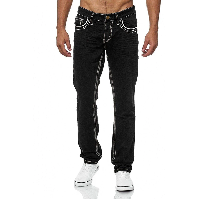 New Jeans Men's Straight-Leg Fashion Classic Blue And Black Pants Spring and Summer Loose Wide-Leg Men's Jeans Denim Trousers