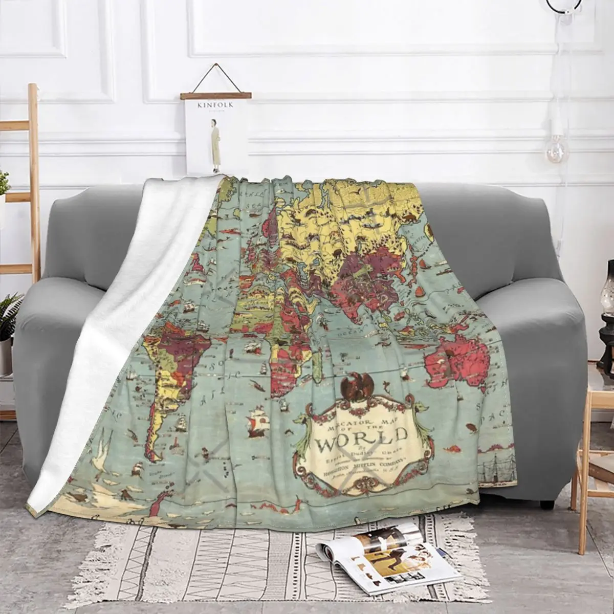 1931 г. винтажный плед с картой мира покрывало на кровать мягкие покрывала