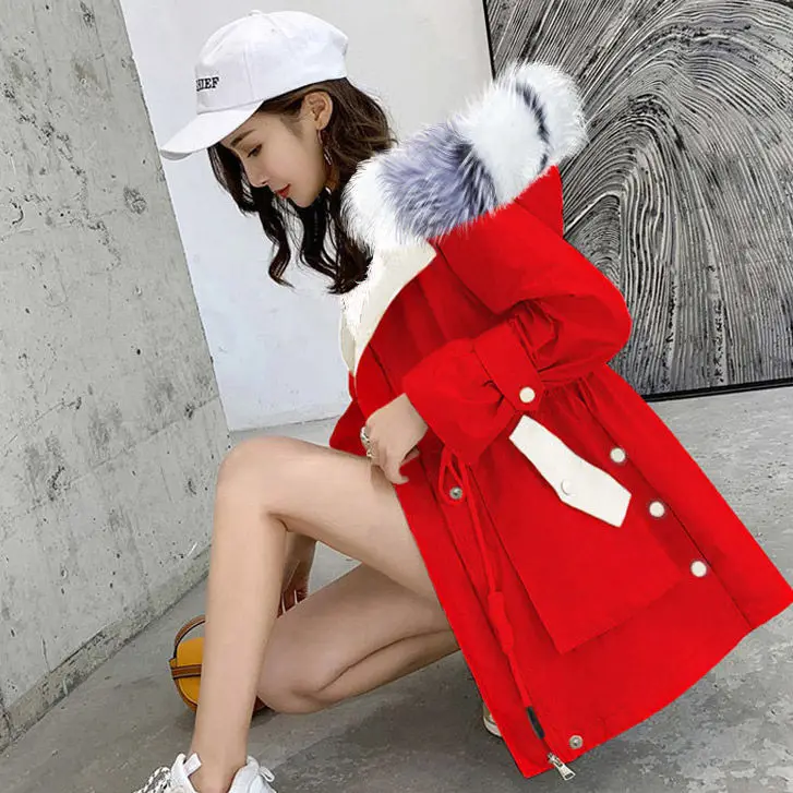 Winter 2022 Cashmere Coat Women's Large Fur Collar Thick Loose Cotton Clothing Slimming Fashion Winter Coat Women's Wear