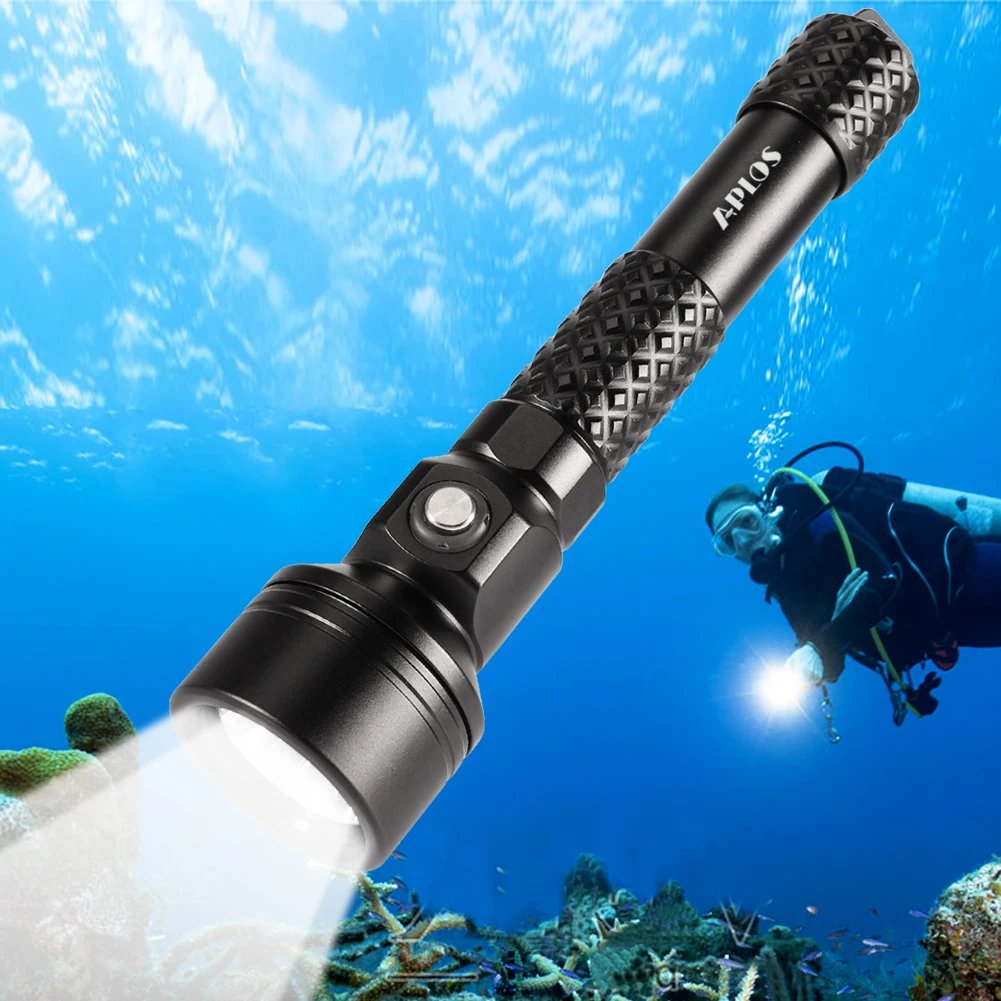 APLOS AP50 3200 Lumens Scuba Diving Flashlight Luminus SST70 6500K High Brightness LED Dive Torch, IPX8 Waterproof Underwater 15