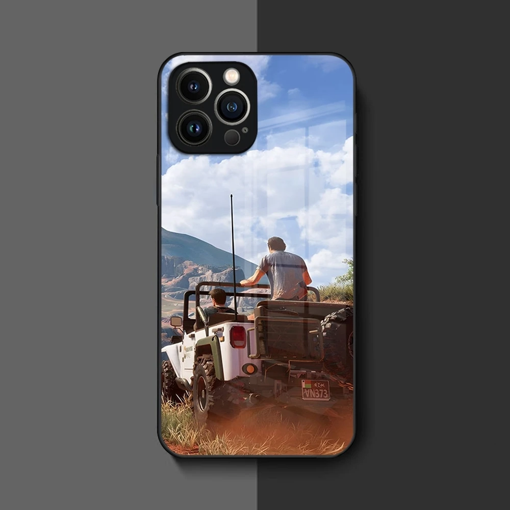 Чехол для телефона Game Uncharted Iphone 16 15 14 12 11 13 Pro Max Mini 8 X Xr Xs Puls черный стеклянный чехол
